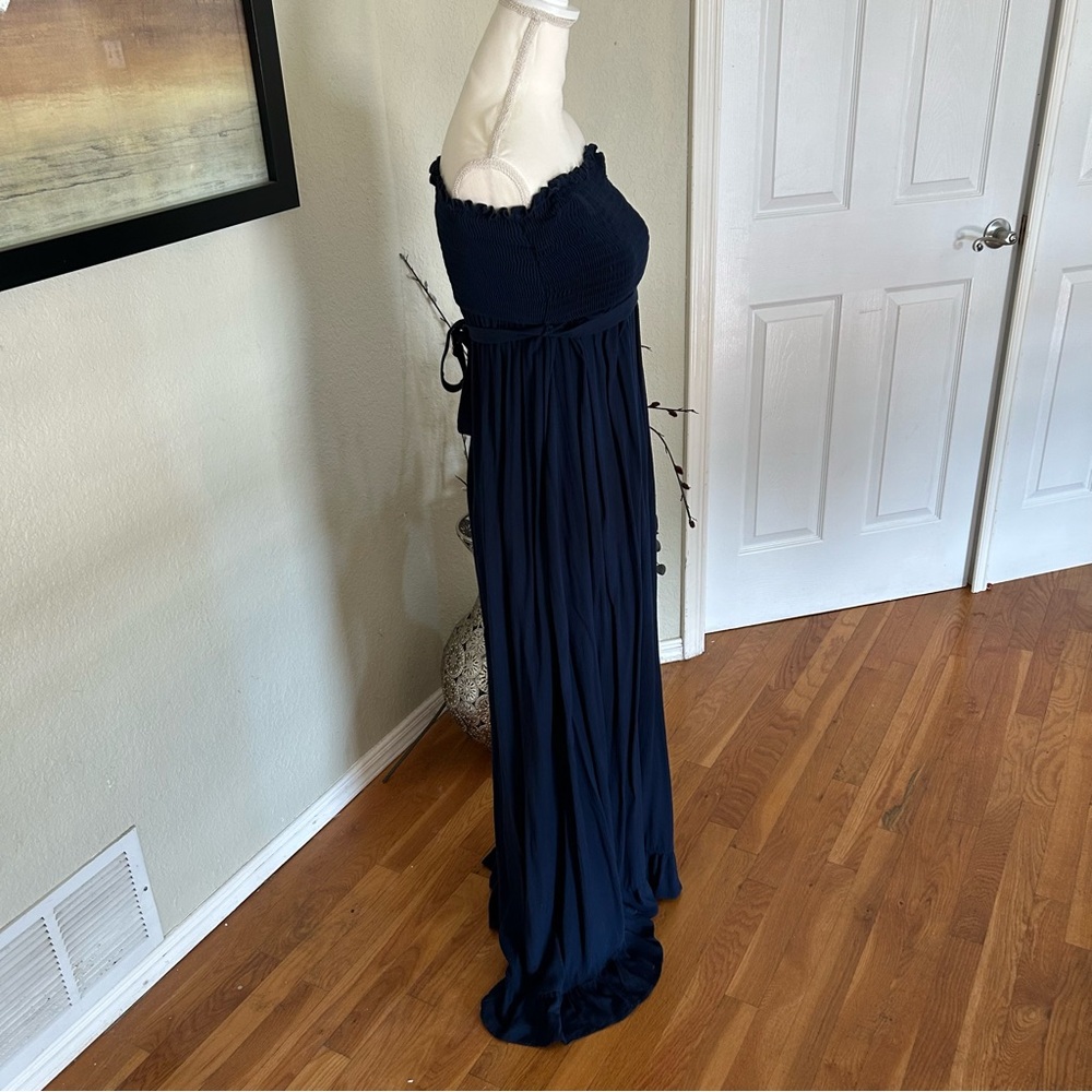 Juicy Couture Beach Royalty Navy Blue Strapless Smock Maxi Dress in Sz Med. NWOT - Picture 8 of 10